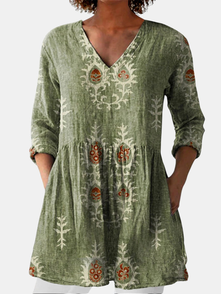 Elise | Blouse longue à col en V