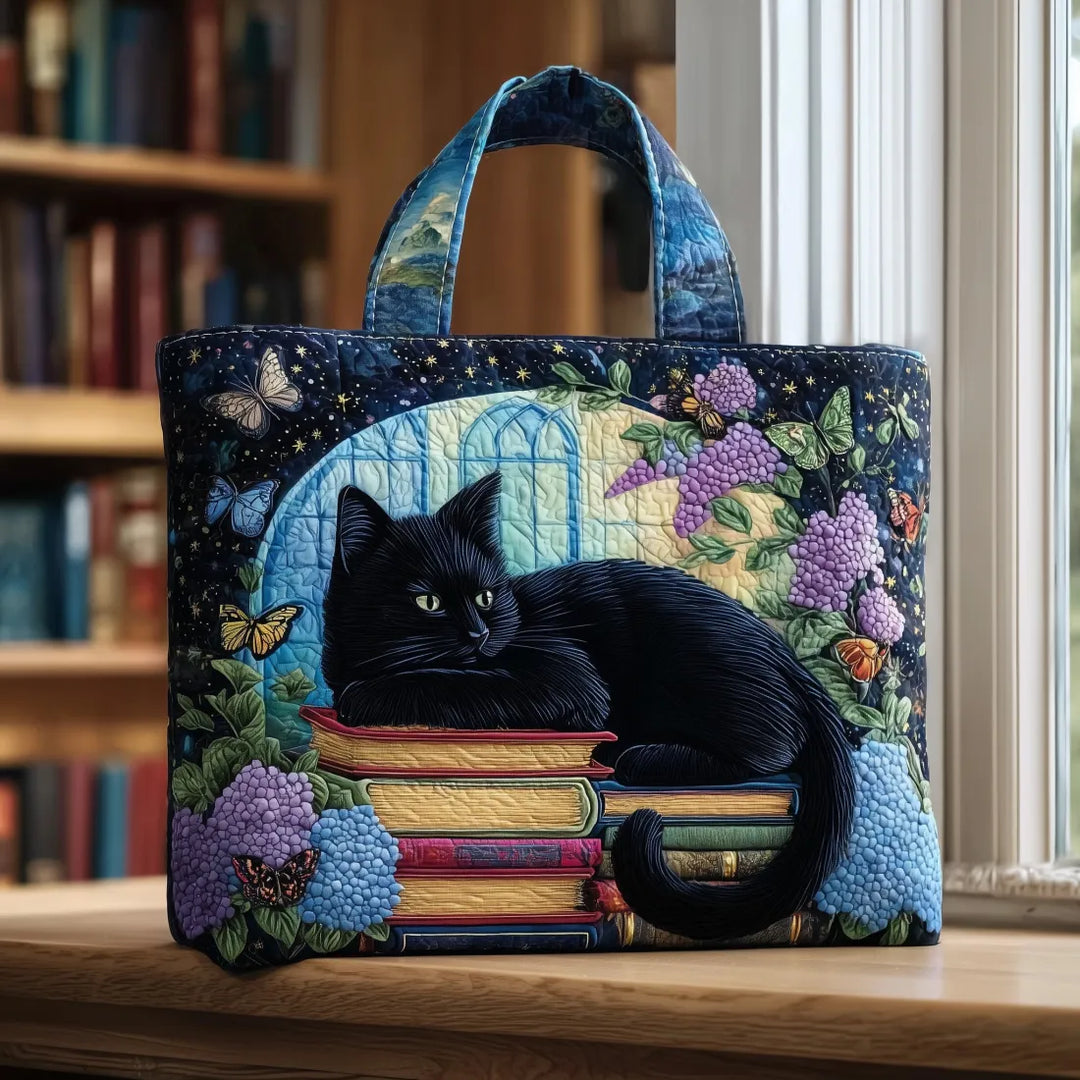 Black Cat Book Tote Bag
