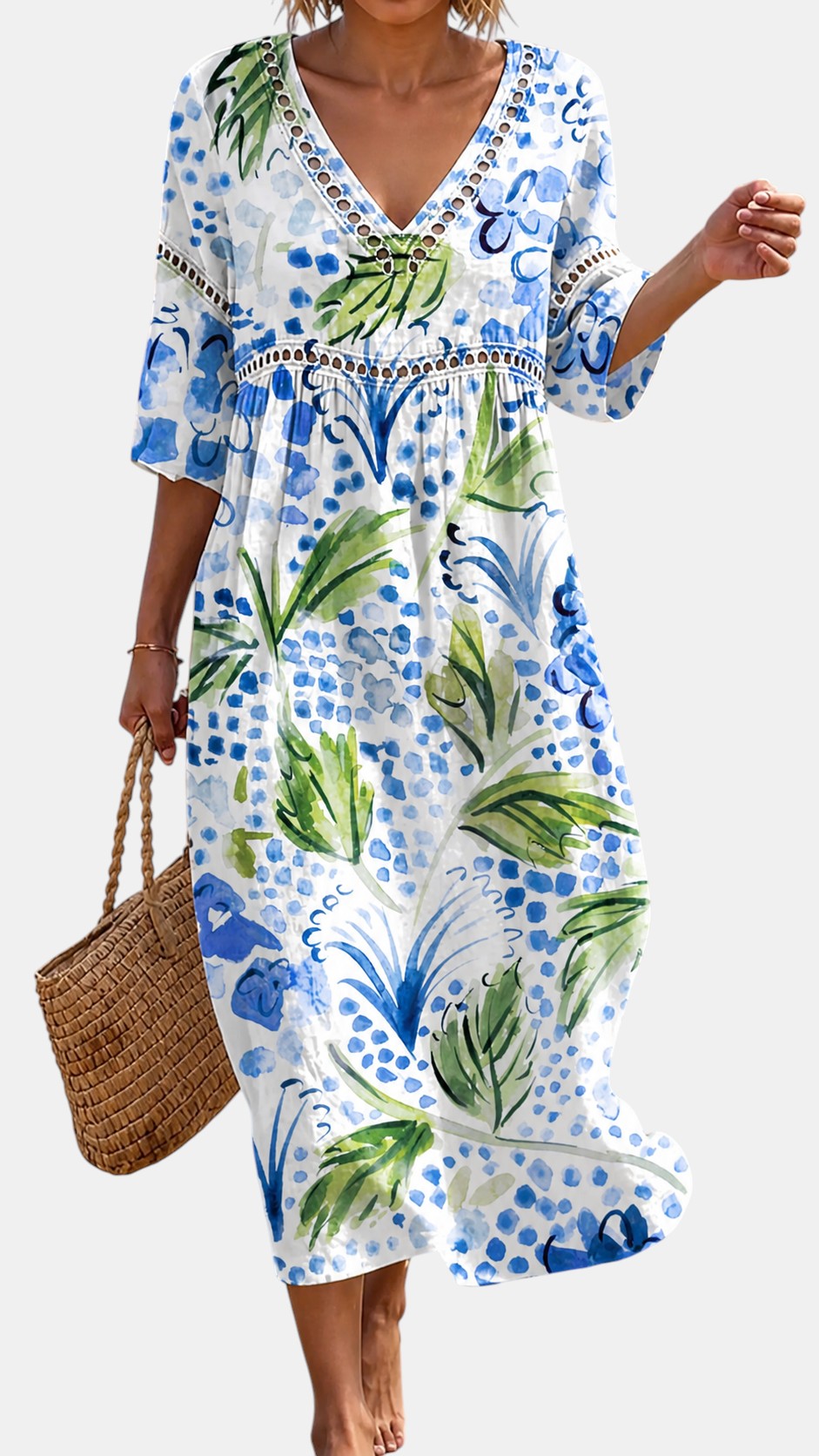 Robe de Plage à Imprimé Tropical Frais