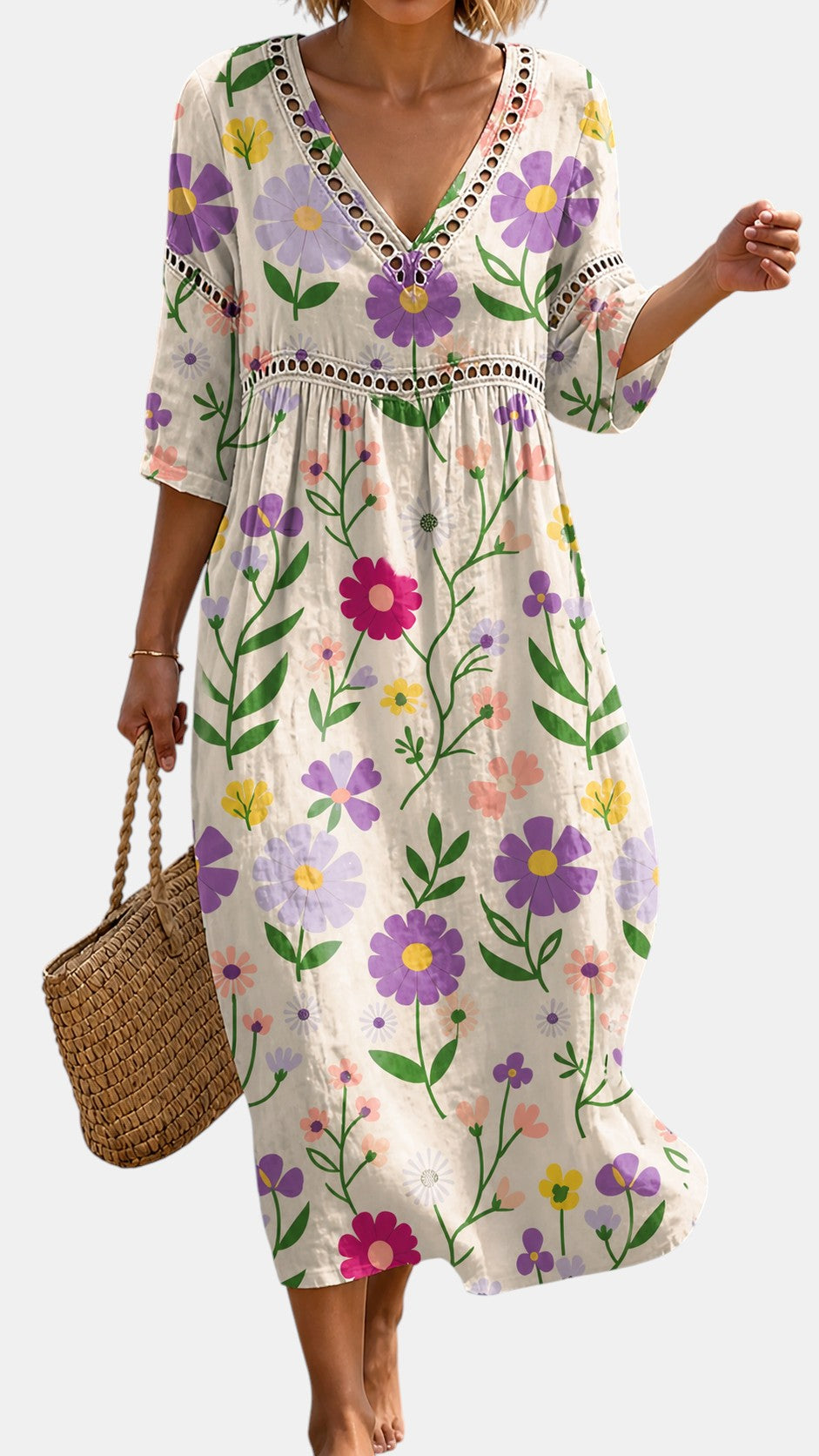 Robe de Plage Fleurie Vibrante
