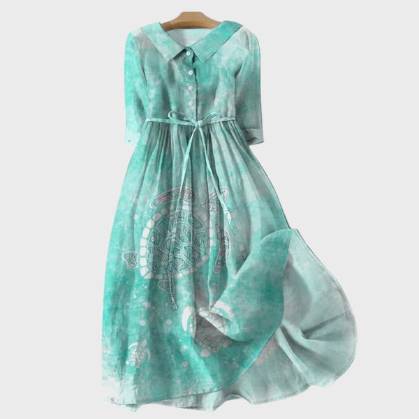 Robe Turquoise à Motif Tortue