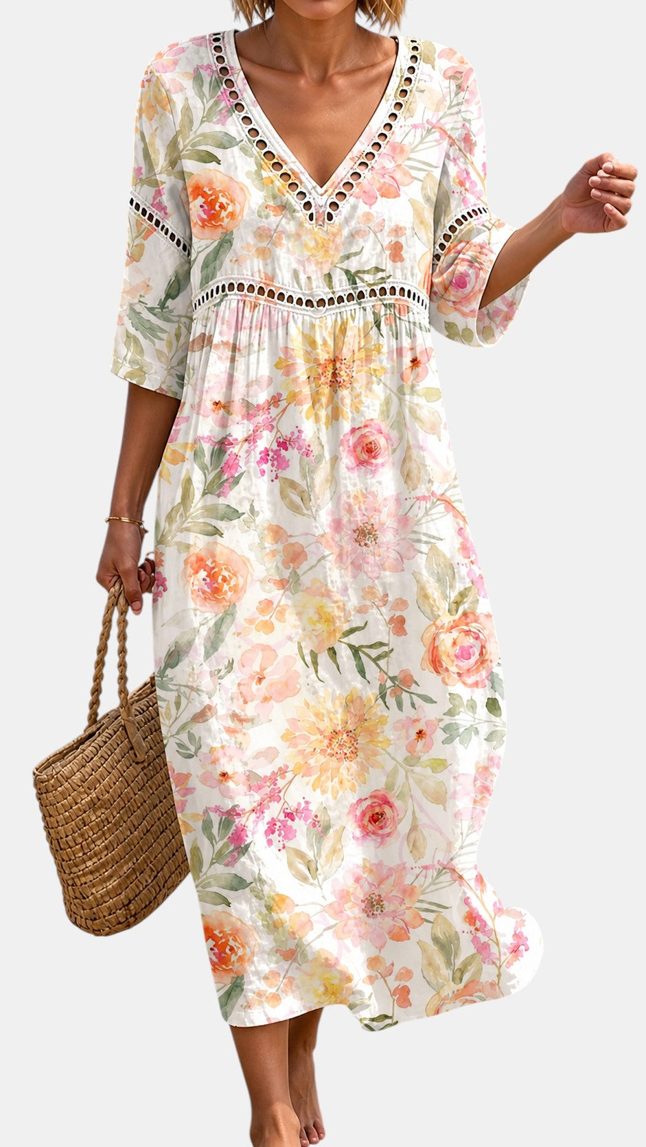 Robe de Plage à Roses Délicates