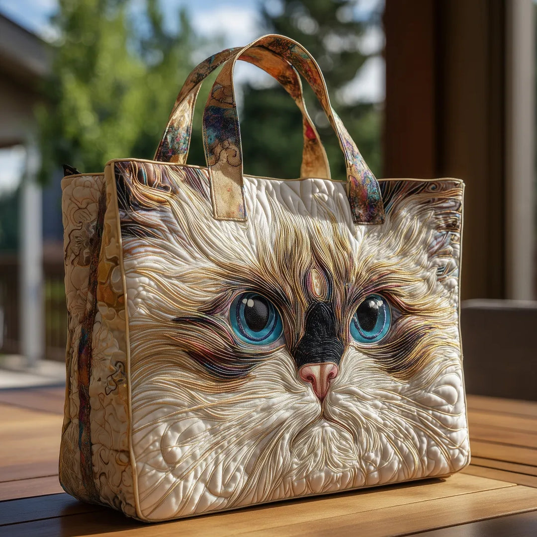White Cat Tote Bag