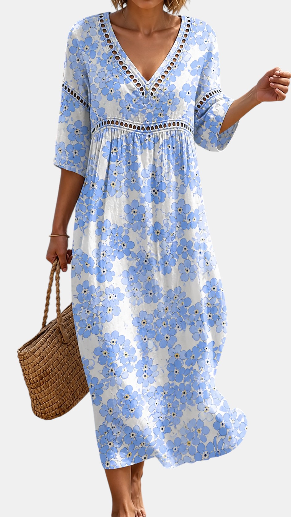 Robe de Plage Fleurie Bleue Délicate
