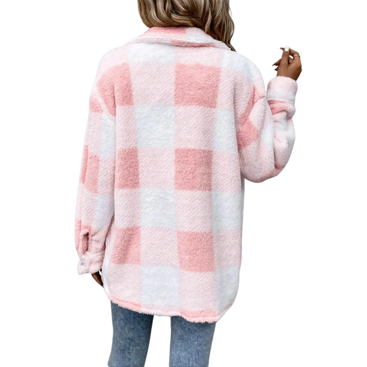 HALCYON™ – Cozy Plaid Fuzzy Button Coat Jacket