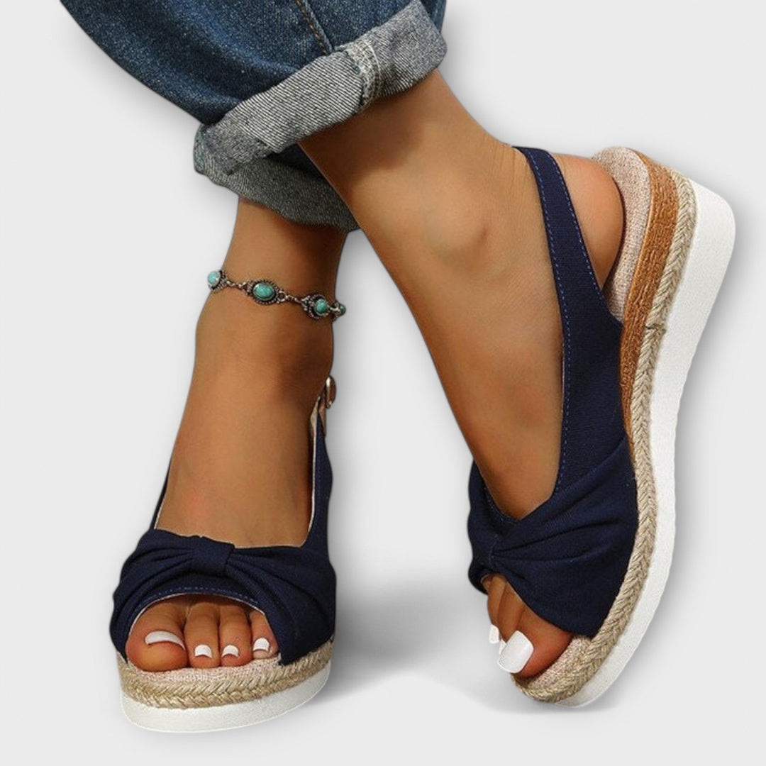 Adelgund - Sandales Espadrille Roses à Nœud