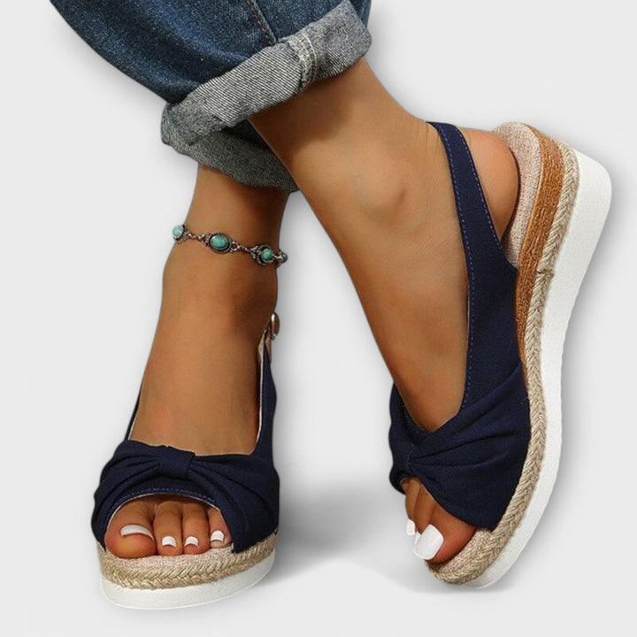 Adelgund - Sandales Espadrille Roses à Nœud
