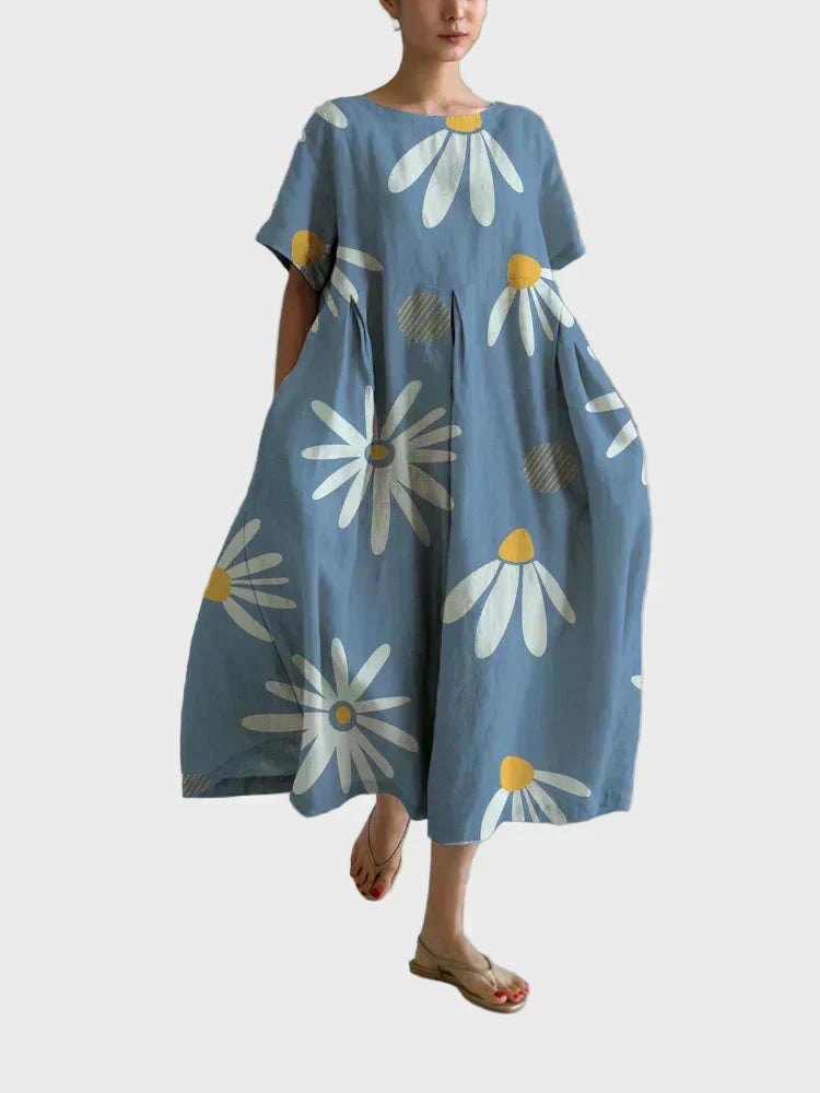 Hellblaues Kleid mit Margeriten