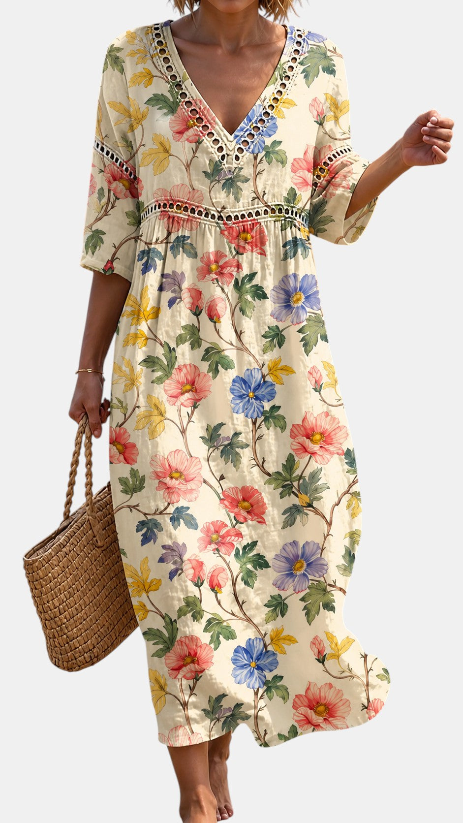 Robe Midi Fleurie Élégante Style Jardin
