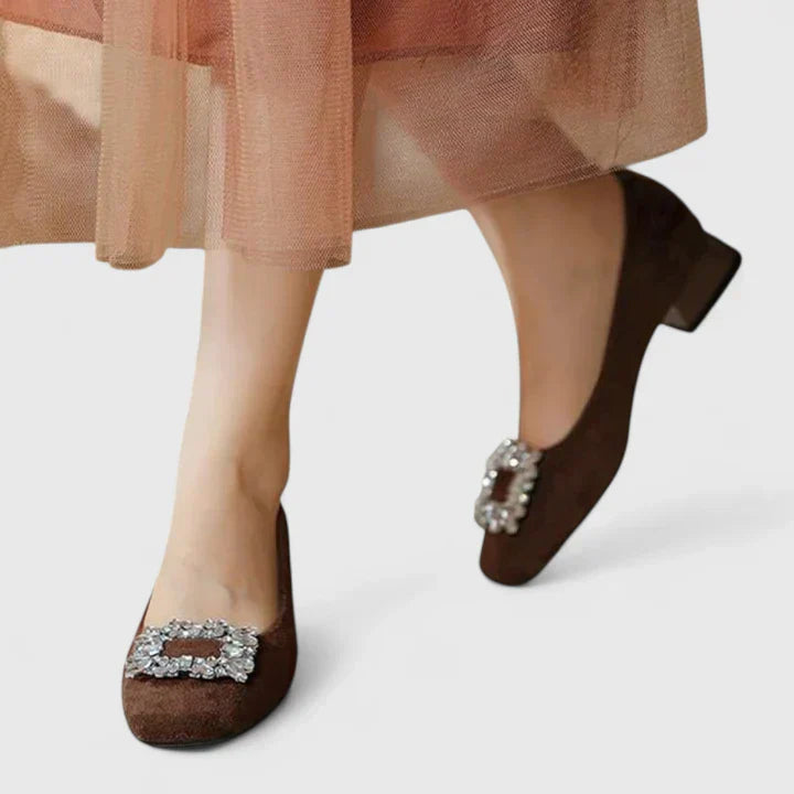 Juliane - Ballerines en Velours à Boucle Bijou