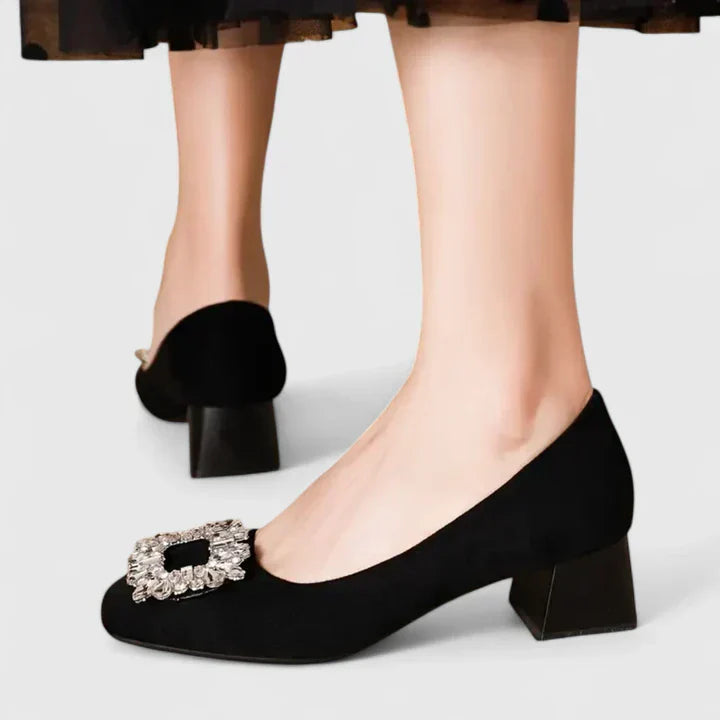Juliane - Ballerines en Velours à Boucle Bijou
