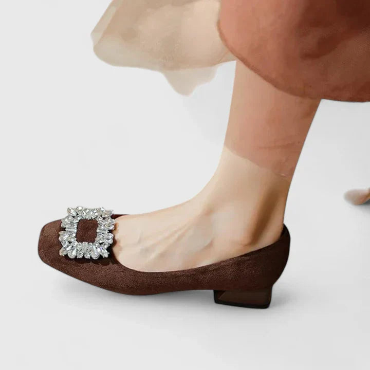Juliane - Ballerines en Velours à Boucle Bijou