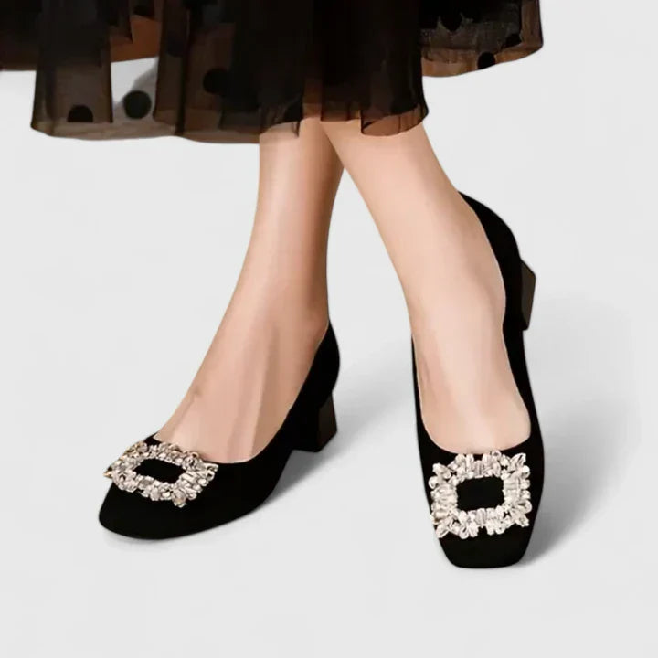 Juliane - Ballerines en Velours à Boucle Bijou