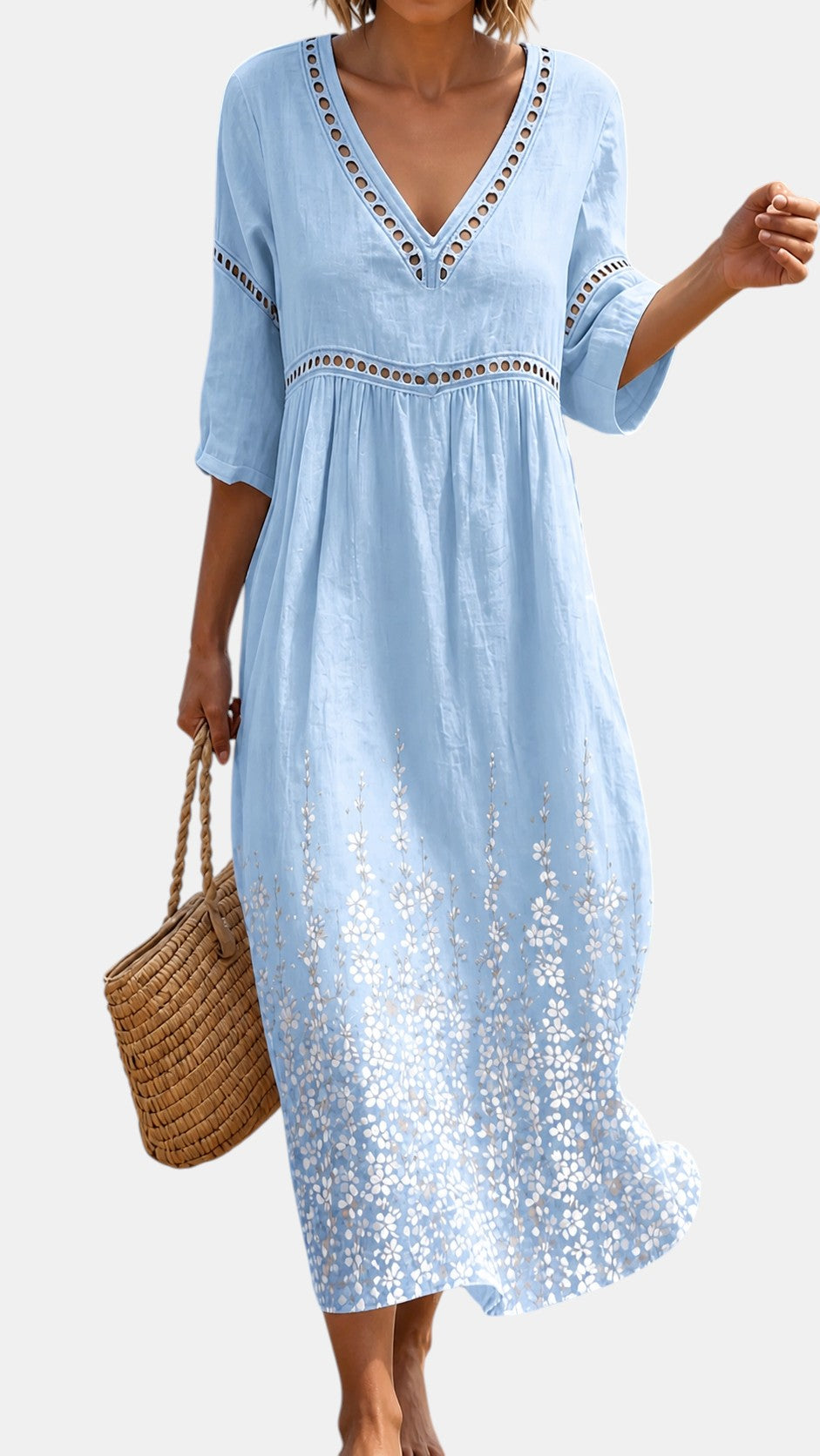 Robe Midi d'Été Douce en Bleu