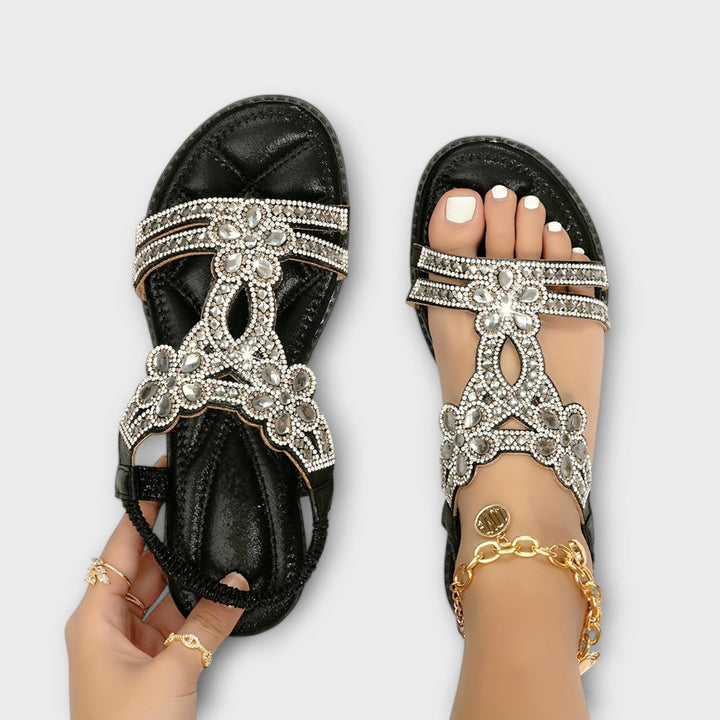 Reinhilde - Sandales Boho Turquoise à Strass