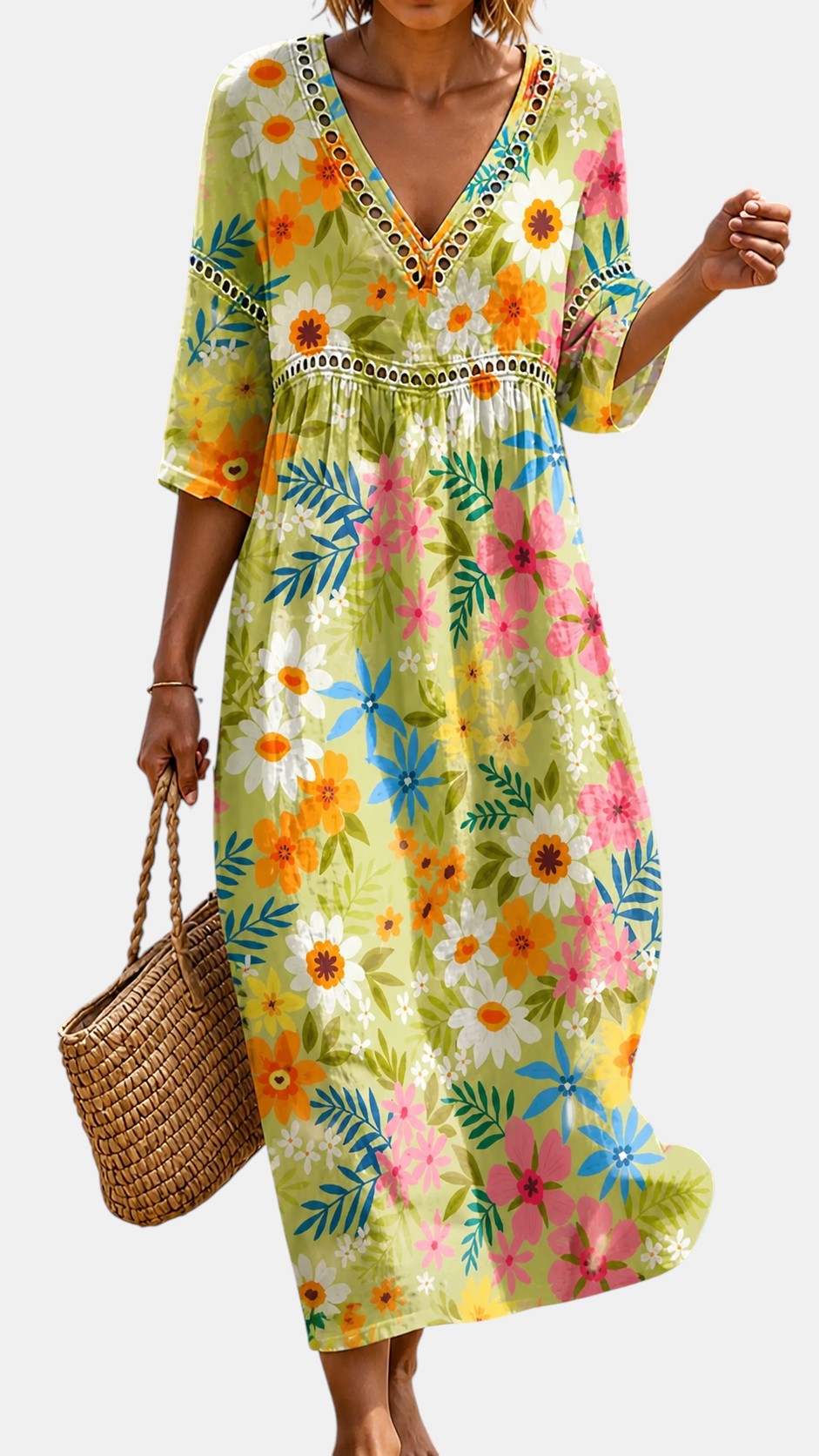 Robe Midi Fleurie Colorée