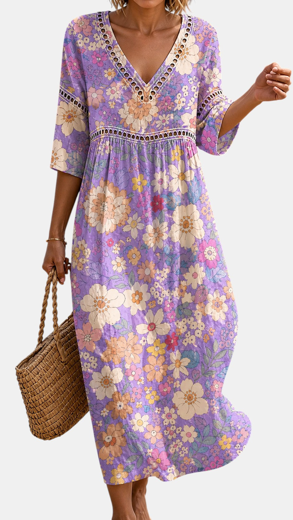 Robe Midi Fleurie Violette