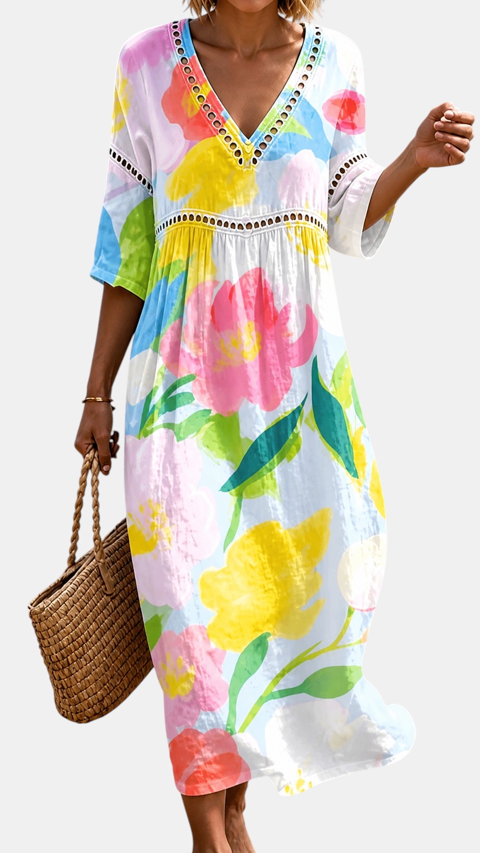 Robe Midi Fleurie Colorée