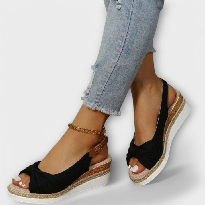 Adelgund - Sandales Espadrille Roses à Nœud