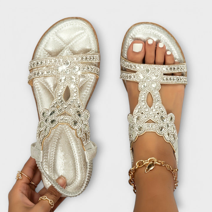 Reinhilde - Sandales Boho Turquoise à Strass