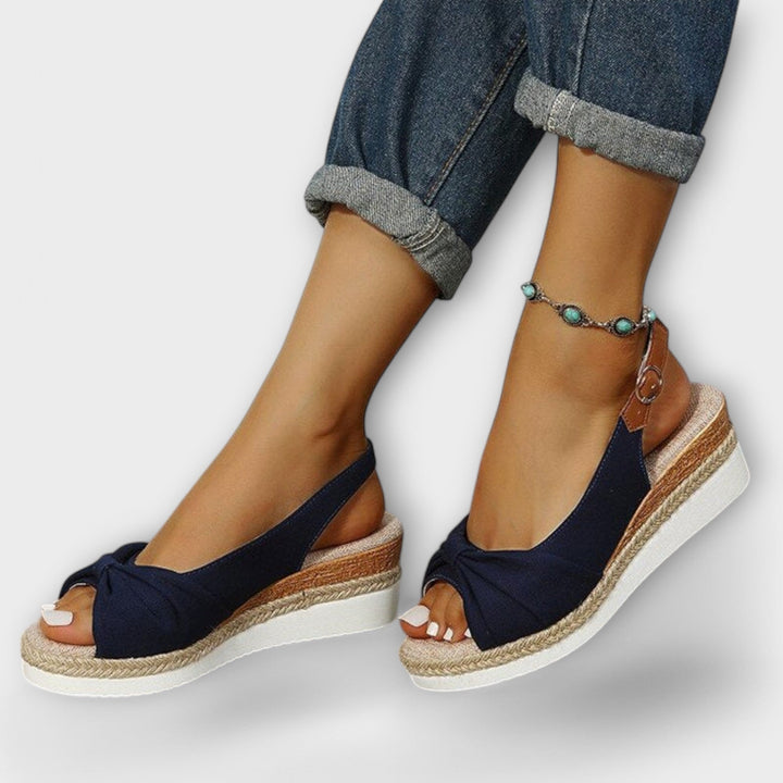 Adelgund - Sandales Espadrille Roses à Nœud