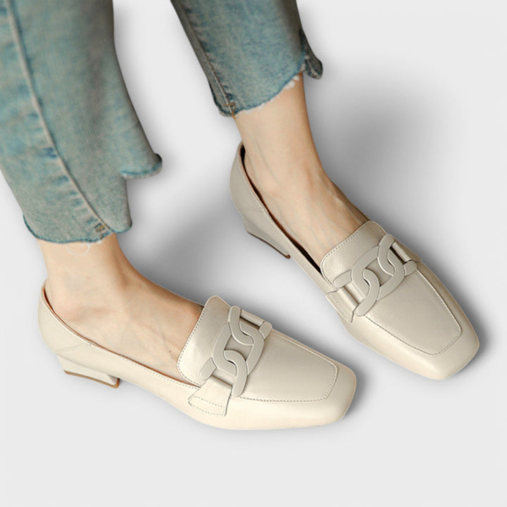 Mechtraud - Mocassins Crème à Boucle