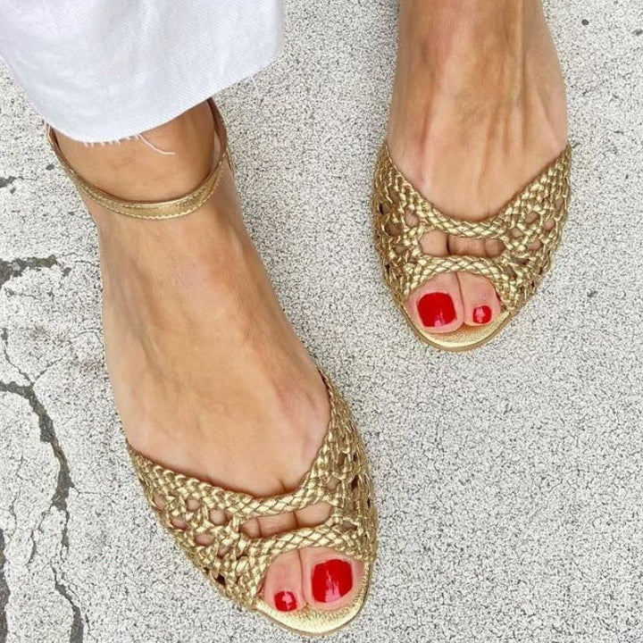 Grace - Woven Gold Sandals
