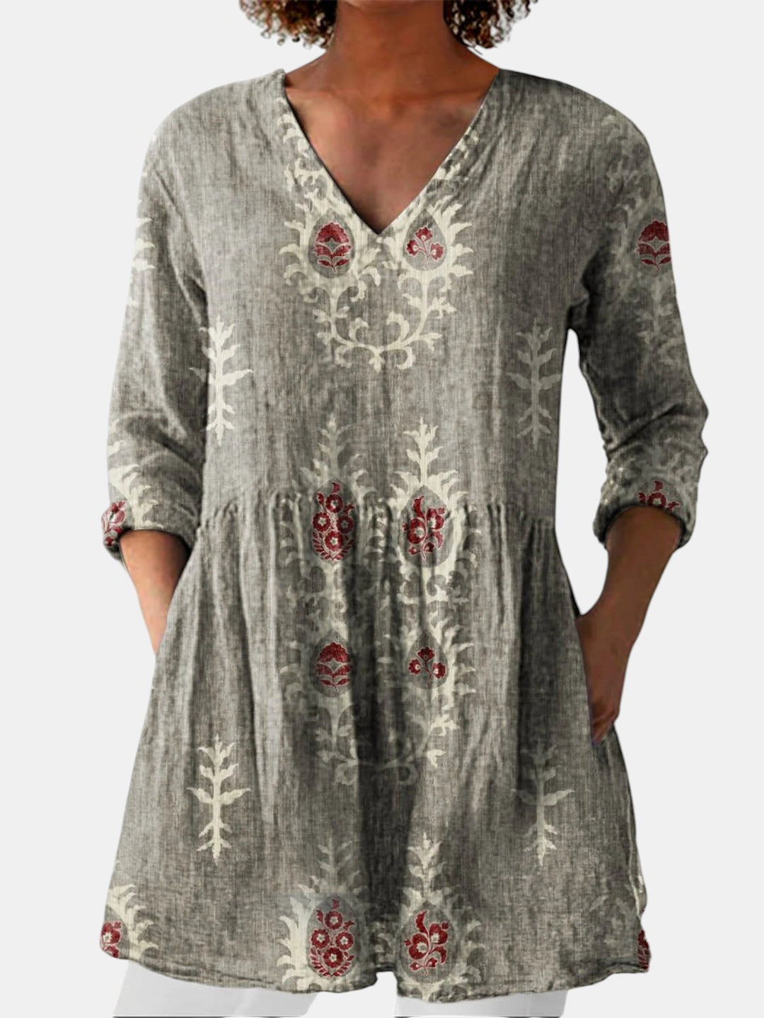 Elise | Blouse longue à col en V