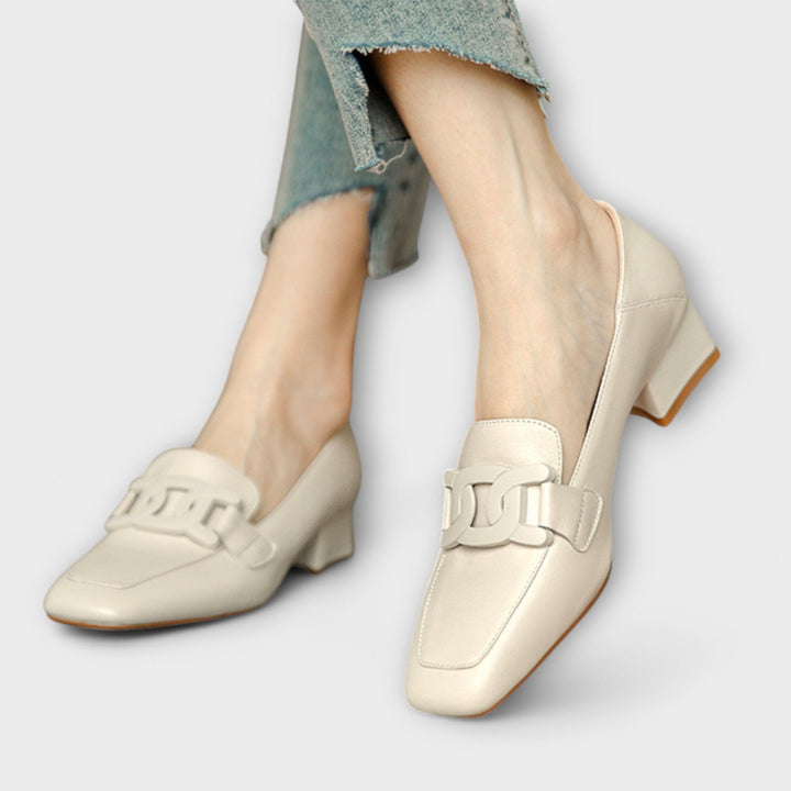 Mechtraud - Mocassins Crème à Boucle