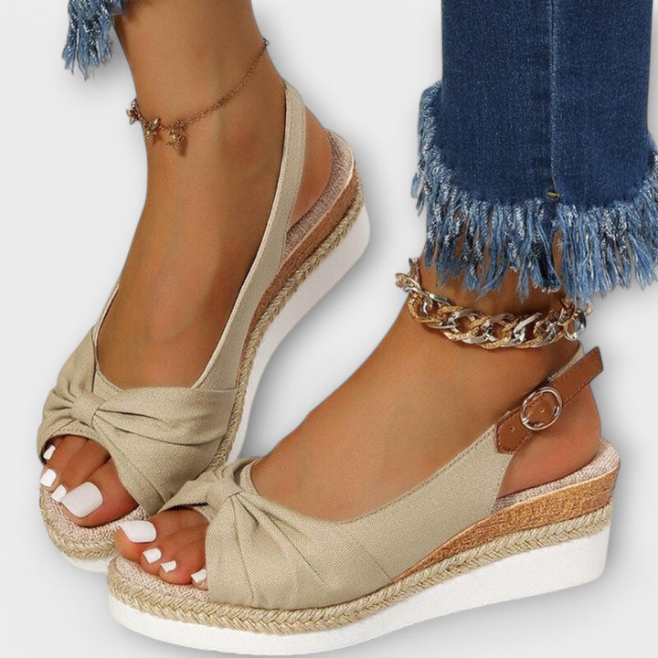 Adelgund - Sandales Espadrille Roses à Nœud