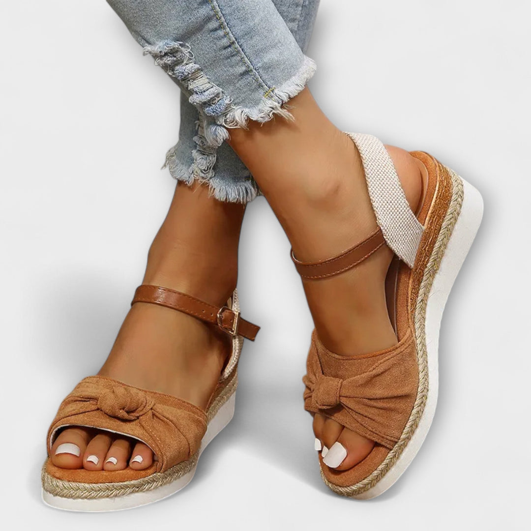 Adelgund - Sandales Espadrille Roses à Nœud