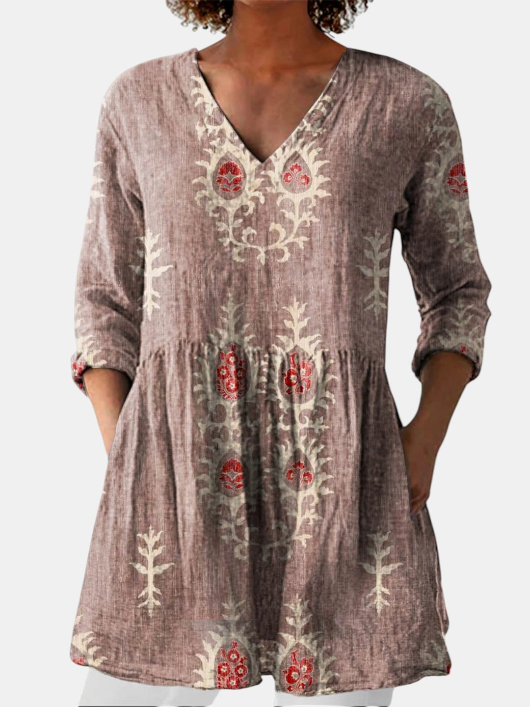 Elise | Blouse longue à col en V
