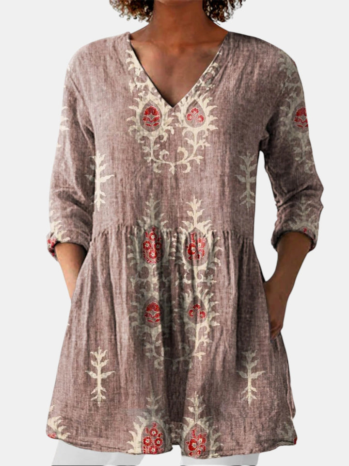 Elise | Blouse longue à col en V