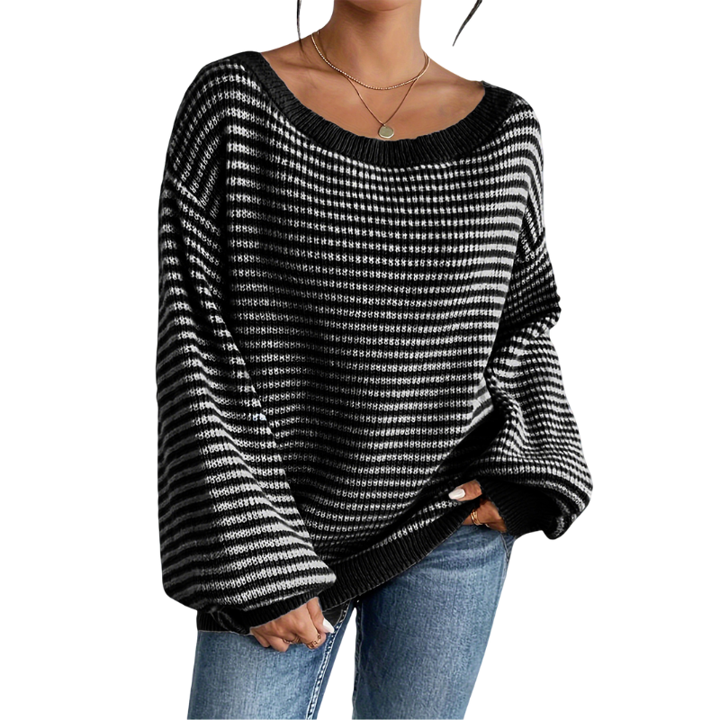 LELLA™ – Casual All-Season Ladies Striped Sweater