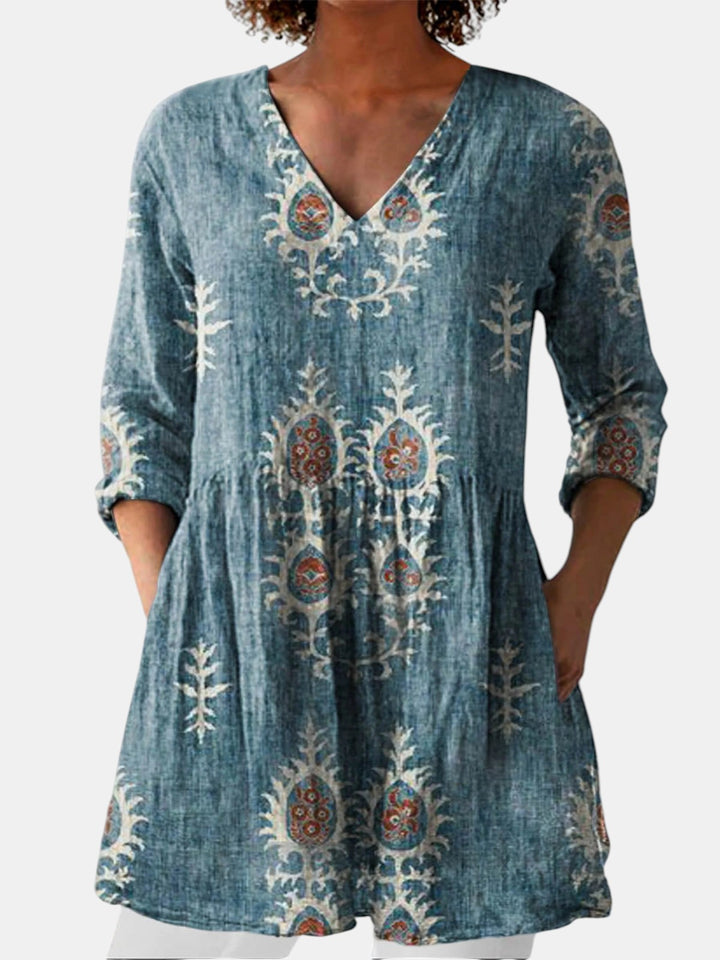Elise | Blouse longue à col en V