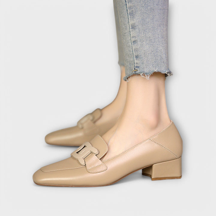 Mechtraud - Mocassins Crème à Boucle