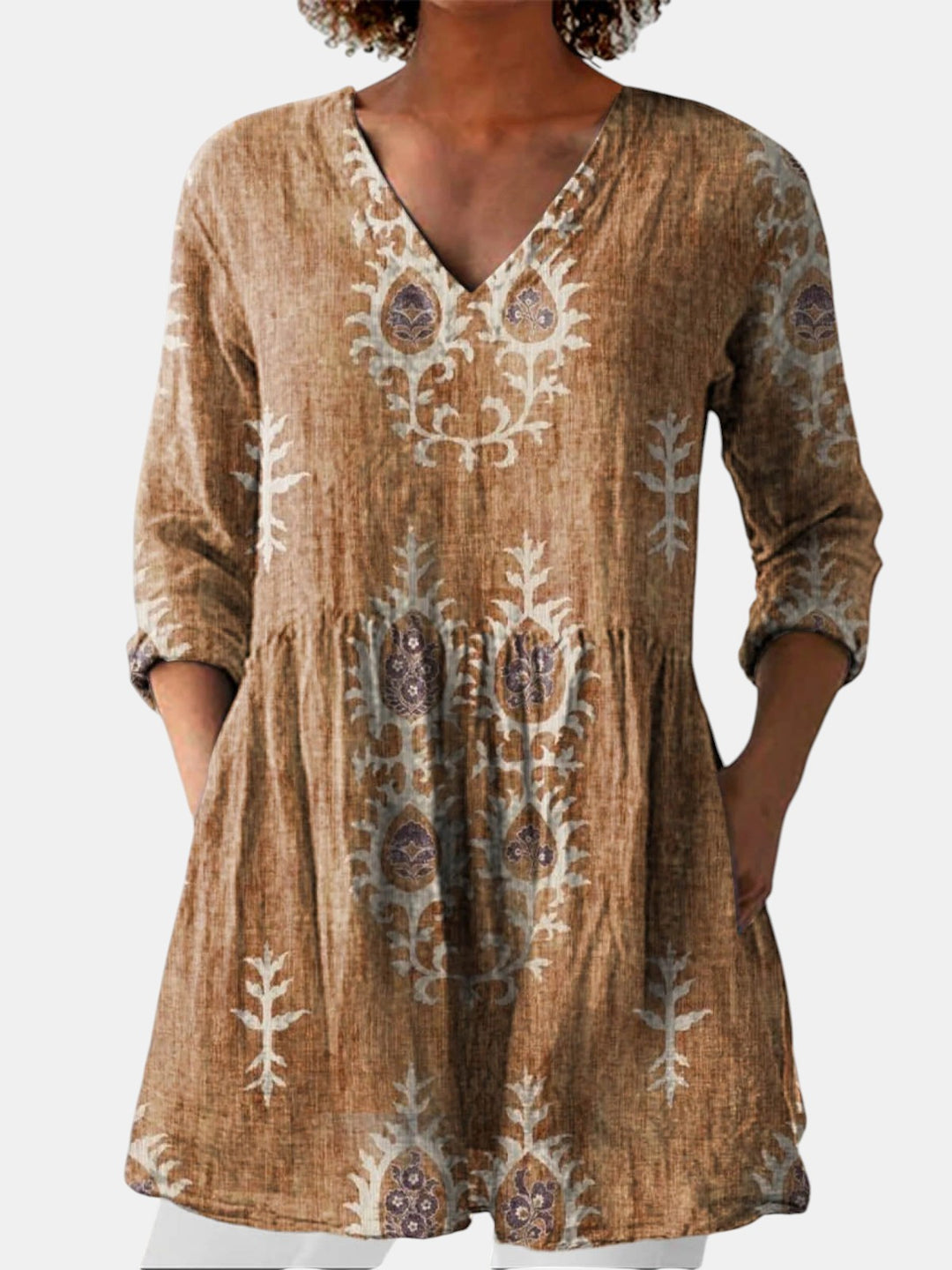 Elise | Blouse longue à col en V