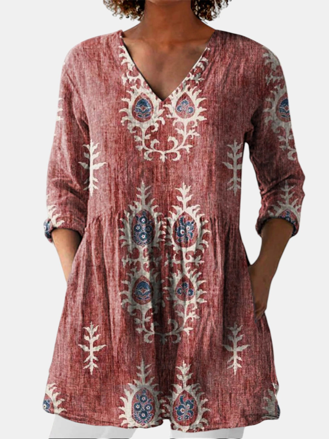 Elise | Blouse longue à col en V