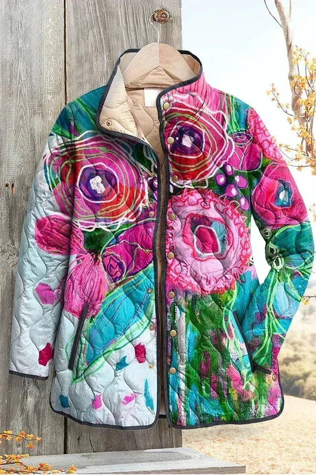 Astrid – Steppjacke mit grossem Blütendruck