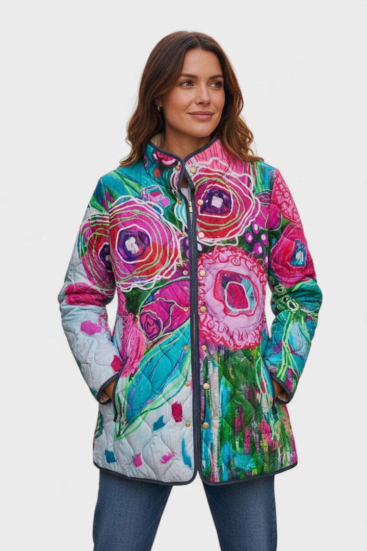 Astrid – Steppjacke mit grossem Blütendruck