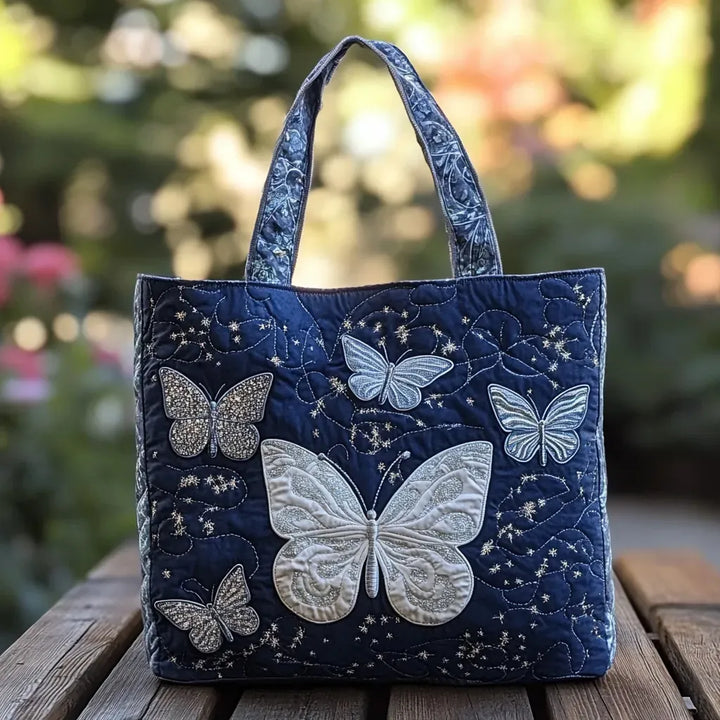 Silver Butterfly Tote Bag