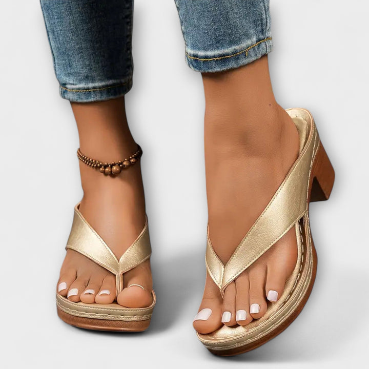 Emmi - Mules Dorées à Talon