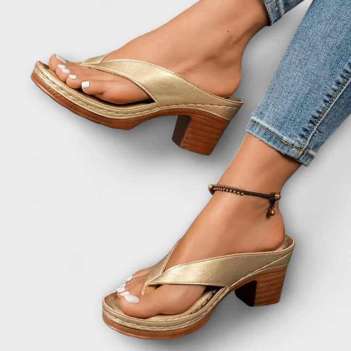 Emmi - Mules Dorées à Talon
