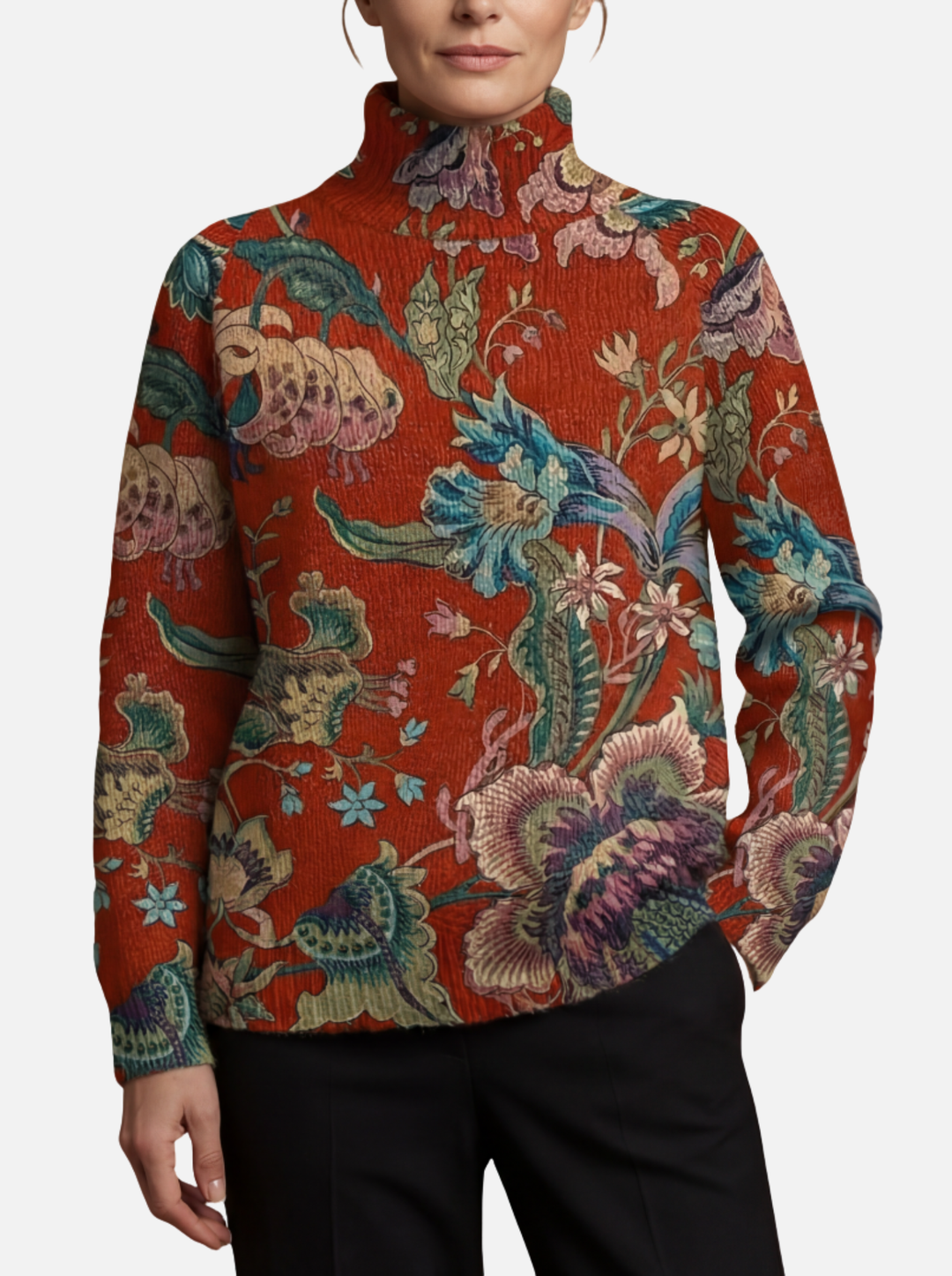Ceathmhainn - Terracotta Floral Jumper