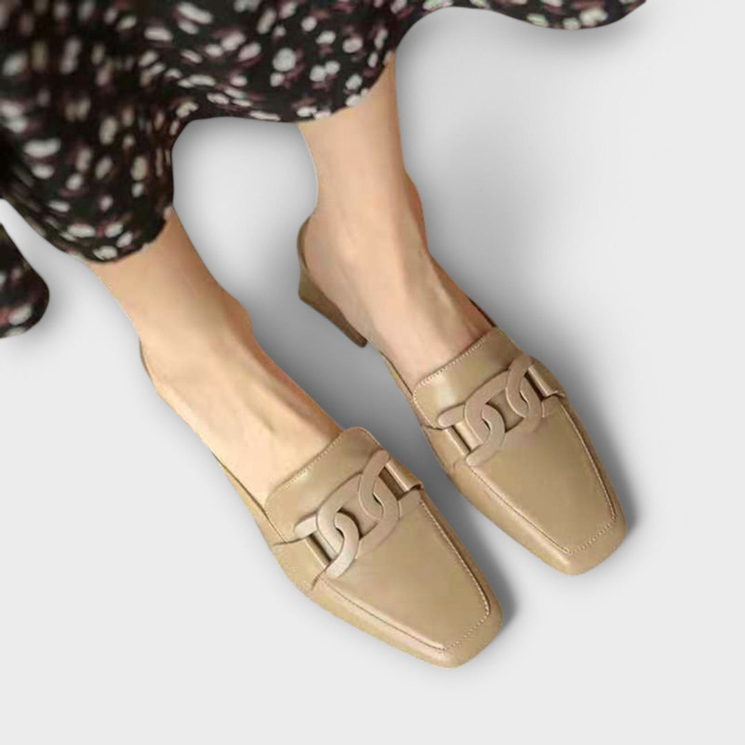 Mechtraud - Mocassins Crème à Boucle