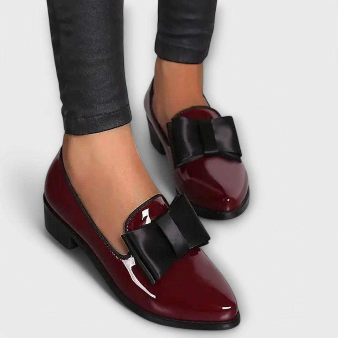 Helga - Ballerines Vernies Bordeaux à Nœud
