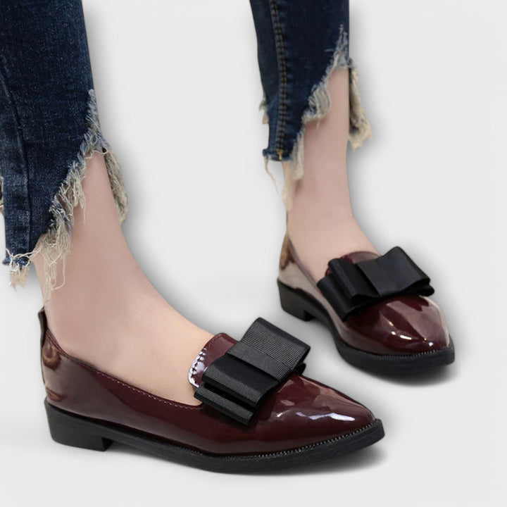 Helga - Ballerines Vernies Bordeaux à Nœud