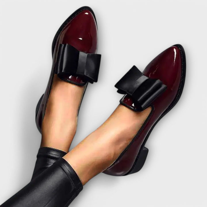 Helga - Ballerines Vernies Bordeaux à Nœud