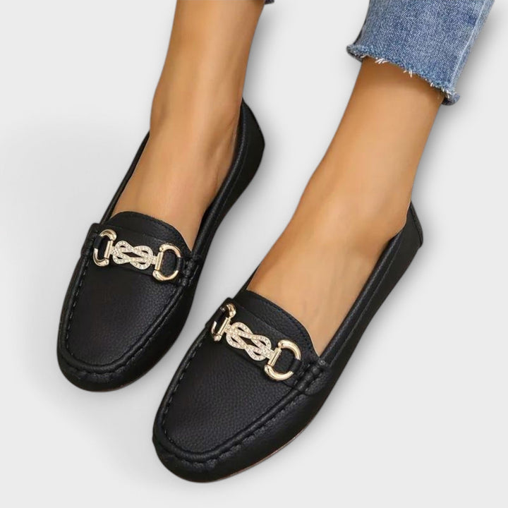 Adele - Mocassins Noirs à Boucle