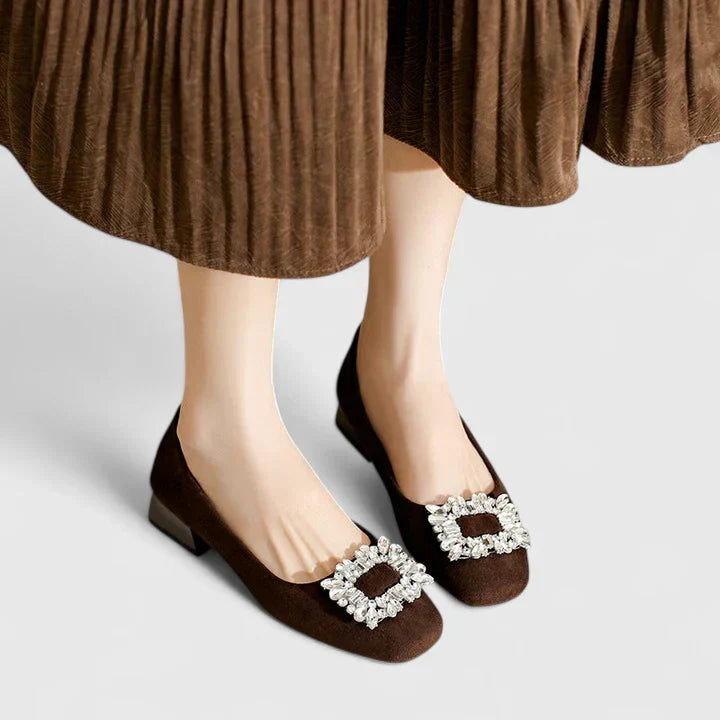 Juliane - Ballerines en Velours à Boucle Bijou